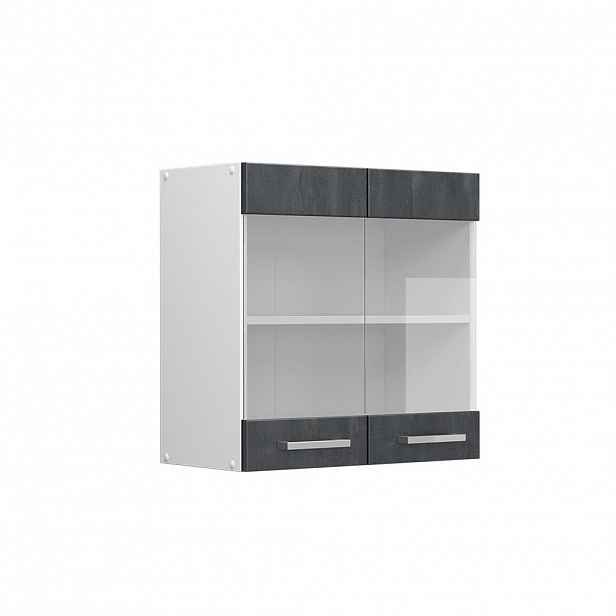 Vicco SKLENĚNÁ KUCHYŇSKÁ SKŘÍŇKA R-Line Černý beton 60 cm