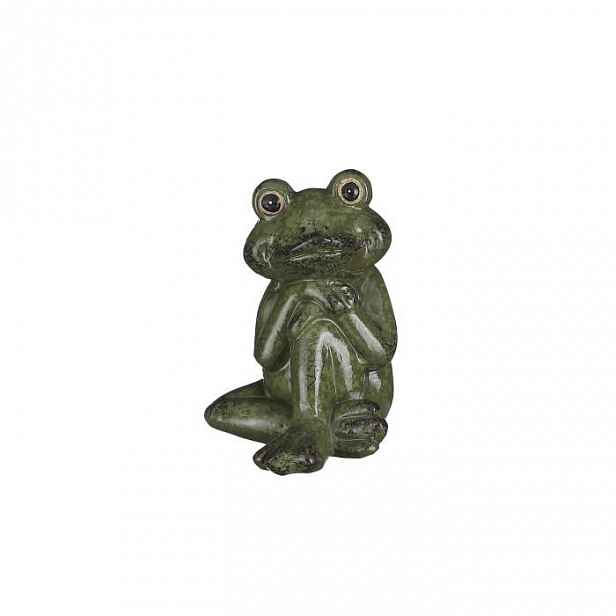 Žába klečící keramika zelená 12,5cm