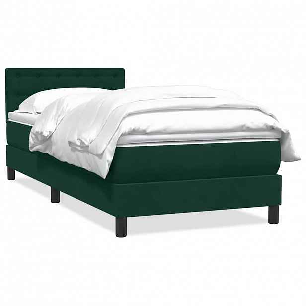 vidaXL Box spring postel s matrací tmavě zelená 80x220 cm samet