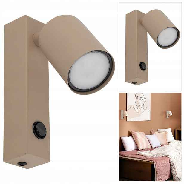 Béžová nástěnná lampa Nex Sabia pohyblivá s přepínačem nad postel loft Tk Lighting