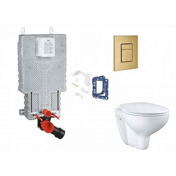 Grohe Uniset - Set předstěnové instalace, klozetu, sedátka SoftClose, tlačítka Skate Cosmopolitan a sady pro vhazování tablet, kartáčovaný Cool Sunris