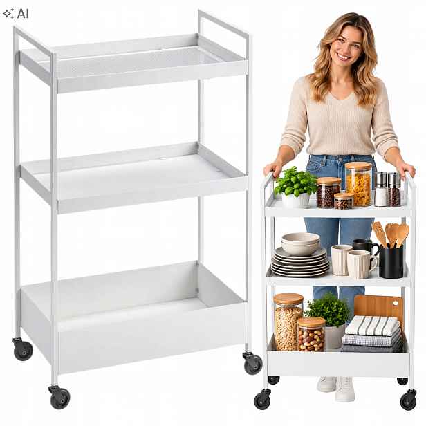 Kuchyňský vozík Ikea Nissafors Barek na kolečkách Bílý 3 úrovně Kovový