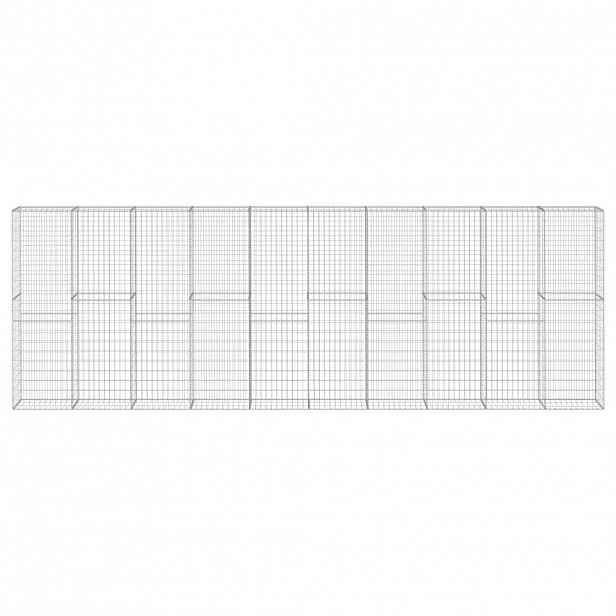vidaXL Gabionová zeď s víky z pozinkované oceli 600 x 30 x 200 cm