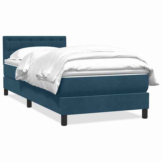 vidaXL Box spring postel s matrací tmavě modrá 80x220 cm samet
