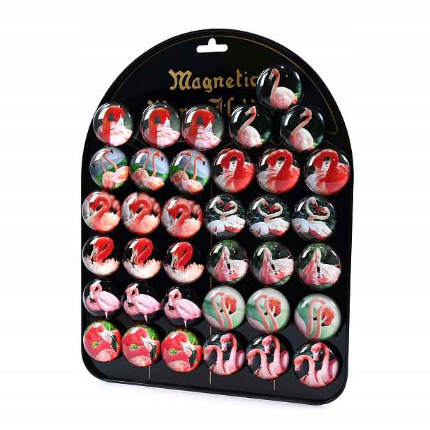 Magnety Na Ledničku Skleněné Plameňáci Sada 36 Ks