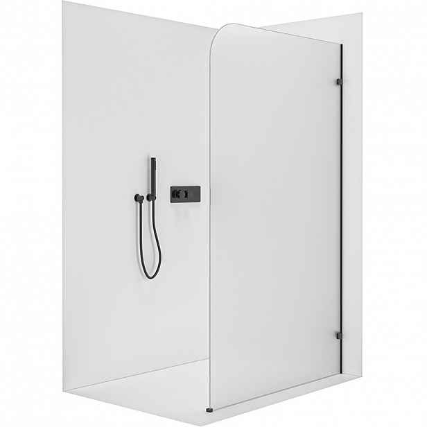 Sprchová zástěna Walk-in Orbis - Pravá - 8 mm - černá matná, mléčné sklo - 80x200 cm