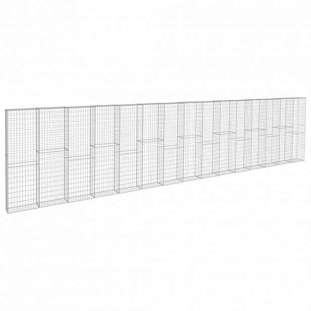 vidaXL Gabionová zeď s víky z pozinkované oceli 900 x 50 x 200 cm