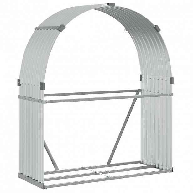 vidaXL Stojan na dřevo stříbrný 120 x 45 x 140 cm pozinkovaná ocel