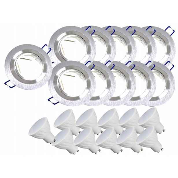 11 x Aluminiová Lampa Inox Bodové Osvětlení Led Žárovky 1,5W