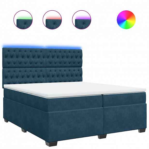 vidaXL Box spring postel s matrací modrá 200 x 200 cm samet