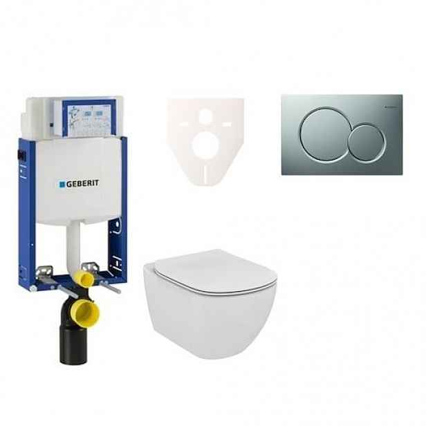 Závěsný set WC TESI Rimless + modul Geberit Kombifix s tlačítkem Sigma 01 chrom mat 110.302.00.5 NE3
