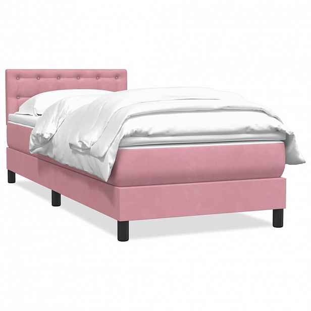 vidaXL Box spring postel s matrací růžová 80x220 cm samet