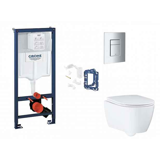 Grohe Rapid SL - Set předstěnové instalace, klozetu, sedátka SoftClose, tlačítka Skate Cosmopolitan a sady pro vhazování tablet, matný chrom SANI11BB2