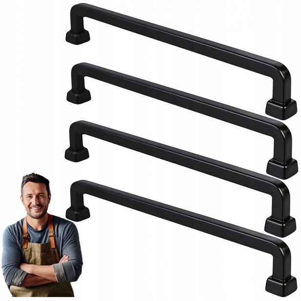 Nábytková Úchytka pro skříňku a zásuvky Tulia 160 mm Černý Mat 4ks