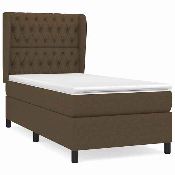 vidaXL Box spring postel s matrací tmavě hnědá 100 x 200 cm textil