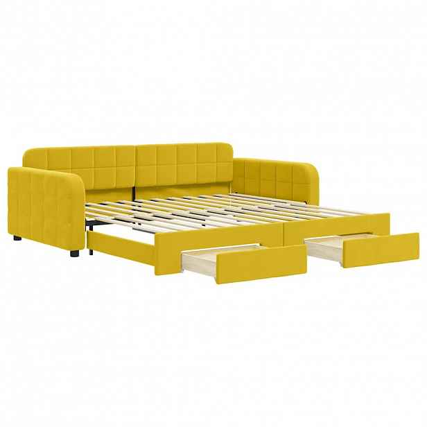 vidaXL Válenda s přistýlkou a zásuvkami žlutá 100 x 200 cm samet