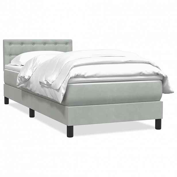 vidaXL Box Spring Postel s matrací Světle šedá 90x220 cm Samet