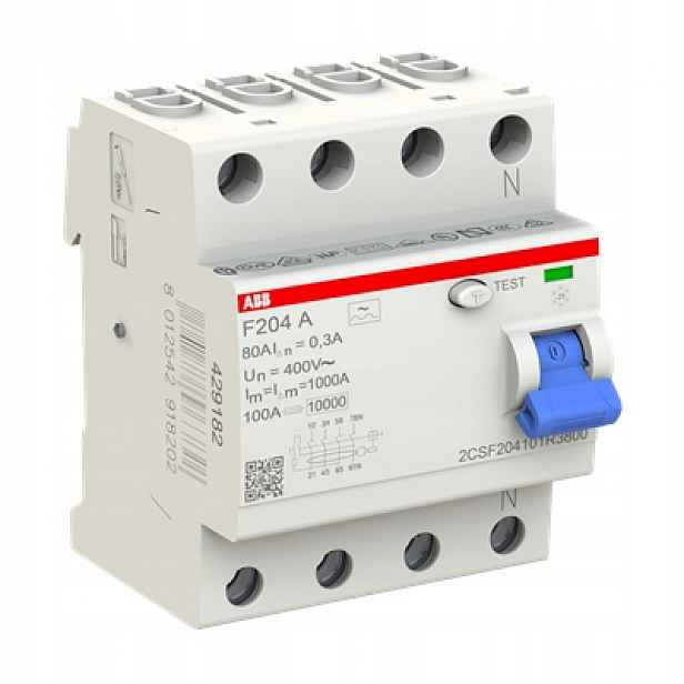Abb F204 A-80/0.3 Proudový spínač 4P A type 300 mA