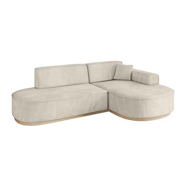 ALTDECOR ROHOVÁ SEDAČKA s otomanem, pravá MARI-L1-v1 243x171x83 Béžová Velur