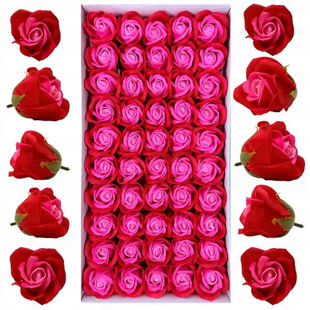 Růžovo-červené mýdlové růže 50 ks Mýdlové květy Květiny do flowerboxů