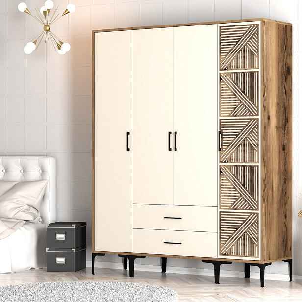 Šatní skříň Kumsal STP - Walnut, Cream