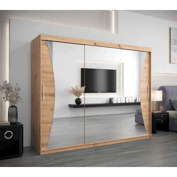 Skříň s posuvnými dveřmi AJA - šířka 250 cm, dub artisan