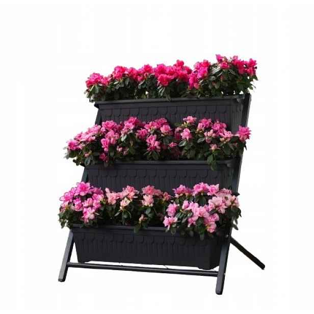 Stojan 3 balkonové truhlíky 60 cm (antracit, jednoduchý)
