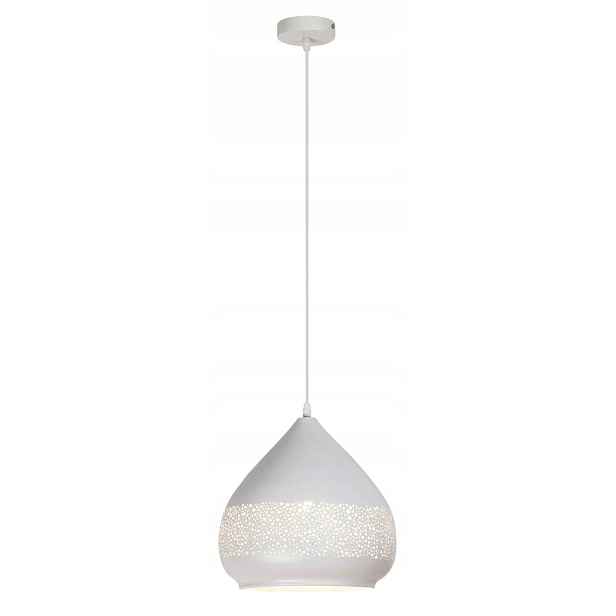 Závěsná lampa bílá, kovová, ozdobná lampa nad jídelní stůl 27 cm Rabalux