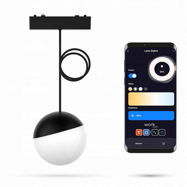 Závěsná Led lampa Zigbee Kula Dy Černá 10W Slim Track 48VDC