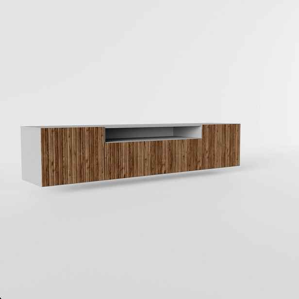 MASSENO ZÁVĚSNÝ TV STOLEK LIVO, 200/41/40 cm, bílý /, dekor dub