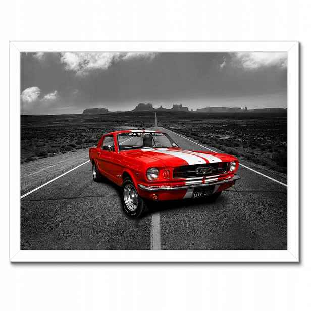 Plakáty v rámu 40x30 Červený Ford Mustang Usa