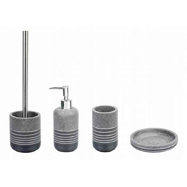 Koupelnový set Salta polyresin šedý matný kamenný vzhled 4 prvky