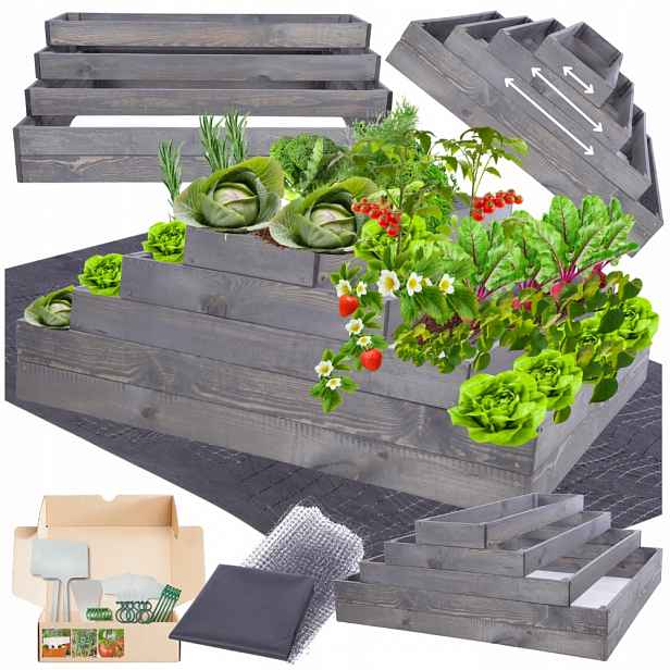 Nastavitelný vyvýšený záhon s kaskádovou pařeniště impregnací 45x120x120