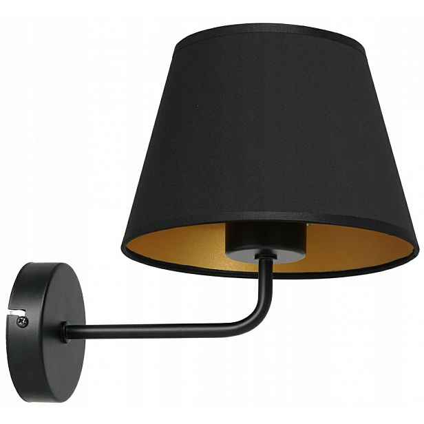 Nástěnná lampa Arden černý zlatý kužel 1xE27 do ložnice do obývacího pokoje