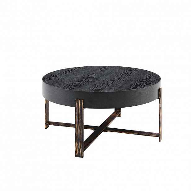 OKWISH KONFERENČNÍ stolek 68/68/36 cm černý z MDF a kovu v industriálním stylu