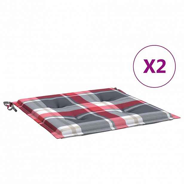 vidaXL Podušky na zahradní židli 2ks červené kárované 50x50x3cm oxford
