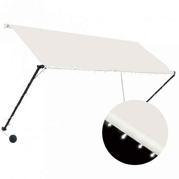 Zatahovací markýza s LED světlem 250x150 cm Dekorhome Krémová