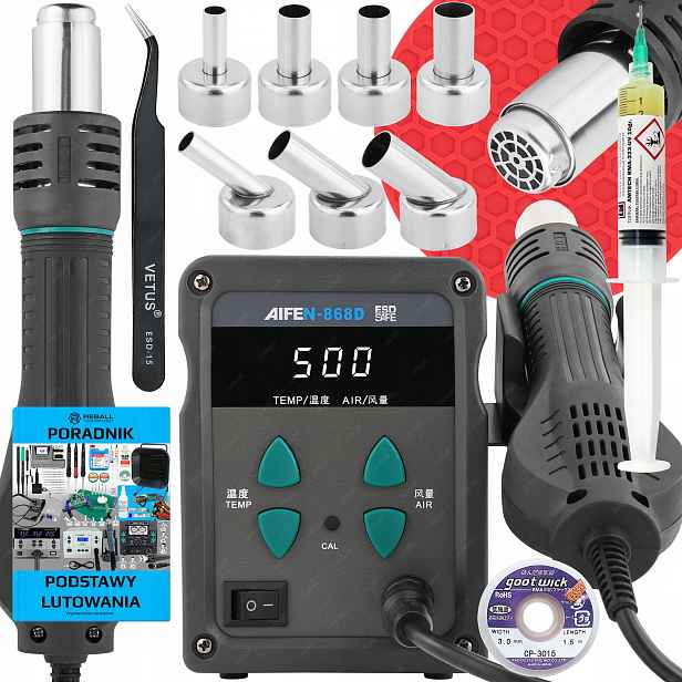 Set Pájecí Stanice Hot Air Svařovací Plast Aifen 868D 700W 500C Lv2