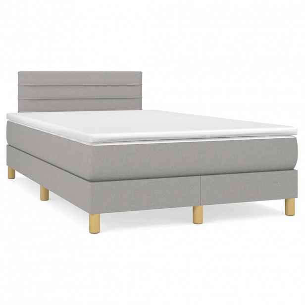 vidaXL Box spring postel s matrací světle šedá 120 x 200 cm textil
