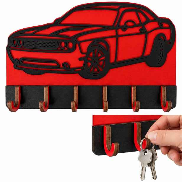 Americký Styl Věšák na klíče auto červeno-černý Sport Line