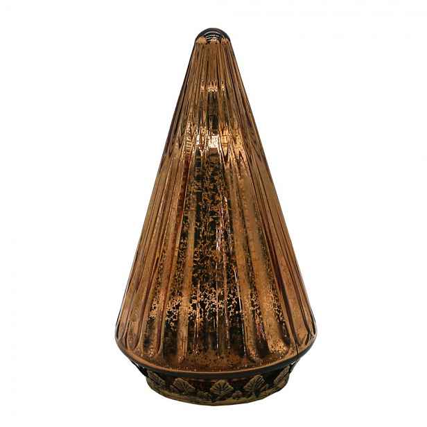 Měděný skleněný dekorační svítící stromek LED Tree - Ø 11*19 cm  Clayre & Eef