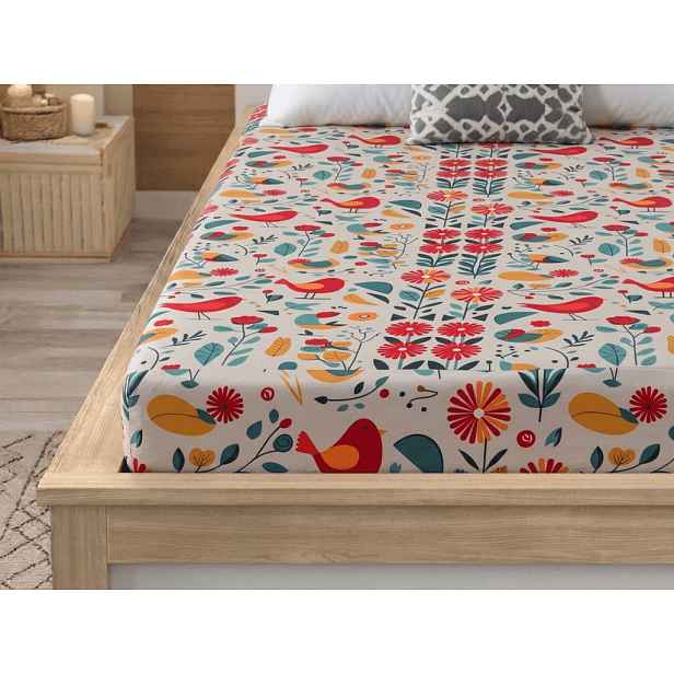 Prostěradlo z mikrovlákna RETRO PTÁČEK barevné 90x200 cm