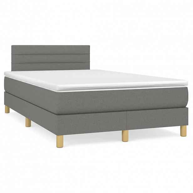 vidaXL Box spring postel s matrací tmavě šedá 120x200 cm textil