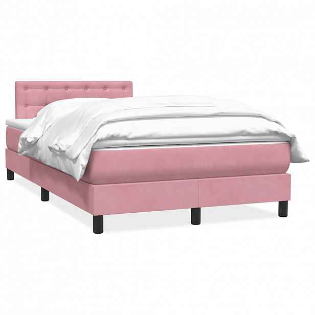 vidaXL Box spring postel s matrací růžová 120x220 cm samet