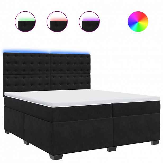 vidaXL Box spring postel s matrací černá 200x200 cm samet