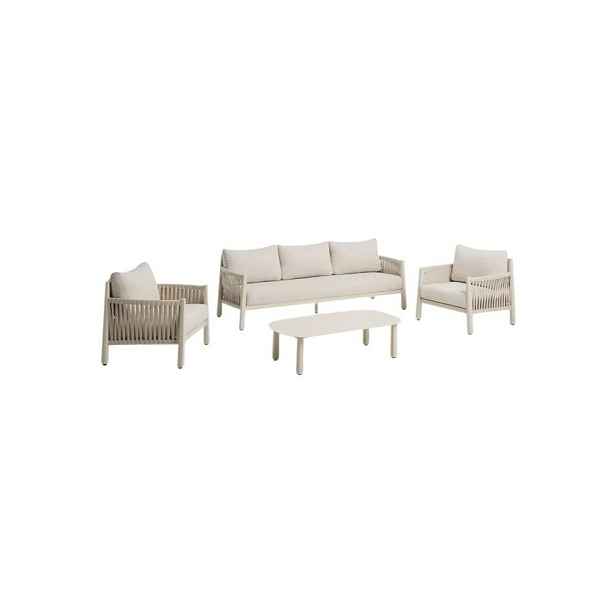Béžový/krémový zahradní lounge set z masivu akácie pro 5 osob Aleria – Kave Home