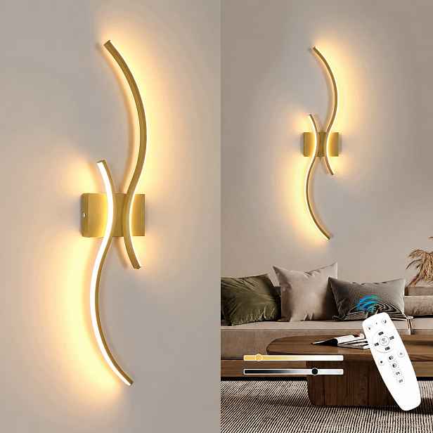 Led Nástěnné Svítidlo Zlaté Moderní Do Obývacího Pokoje Stmivatelné Dálkové Ovládání 32W