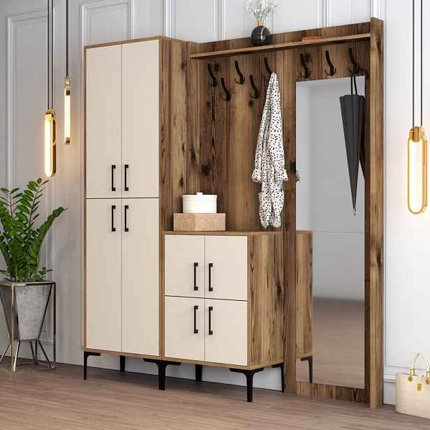 Předsíňová stěna Berlin ABC - Walnut, Cream