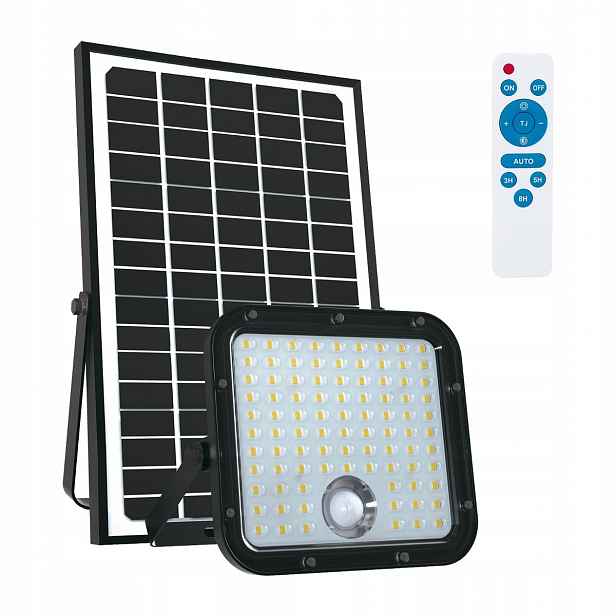 Solární Led zářič 30W Lampa s pohybovým senzorem IP65 Halogen dálkový ovladač