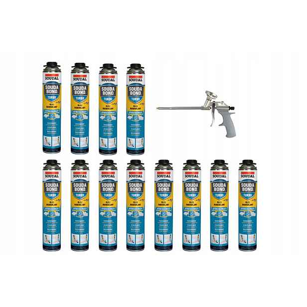 Soudal Stavební lepidlo Soudabond Turbo 12 ks 750 ml 152562 pistole